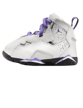 Jordan Kids True Flight Sneakers in White & Purple Accents